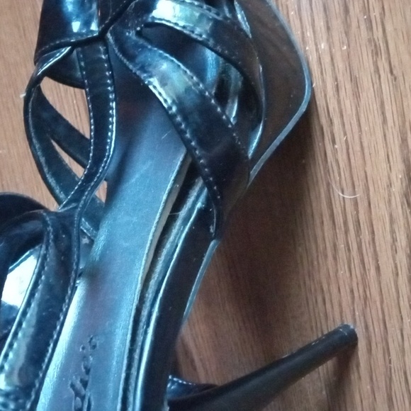 CANDIES BLACK OPEN TOE ZIP BACK STILETTOS 7.5 BLACK - Picture 6 of 7